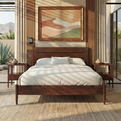 Apollo Solid Wood Platform Bed Full, Headboard, Mahogany8