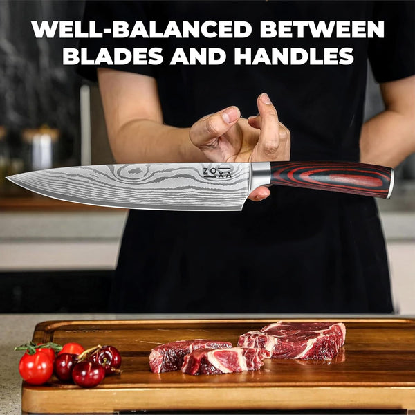 Kitchen Knife Set with Block, 17-Piece Stainless Steel Knife Set, Kitchen Knives Including Chef Knife, Steak Knives, Honing Rod and Kitchen Scissors, Knife Block Set7
