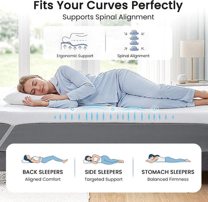 3 Inch Gel Memory Foam Mattress Queen Size, White Ventilated High Density Pad for Back Pain, Bed Mattress with Wave Soft Cover, Certipur-Us Certified, Removable Washable Cover2