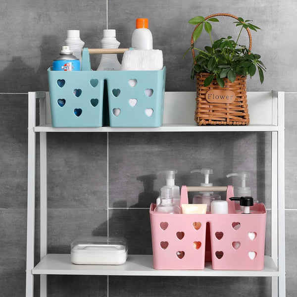 Portable Shower Caddy Plastic Shower Basket Organizer with Handle, Pink5