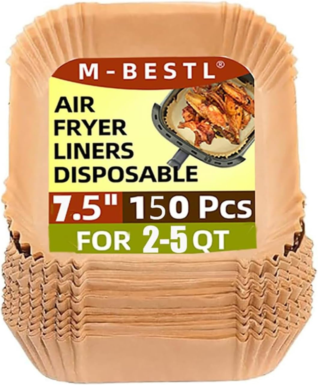 7-5-inch-air-fryer-parchment-paper-liners-square-150-pcs-non-stick-oil-proof-air-fryer-liners-disposable-for-2-5-qt-frying-baking-roast