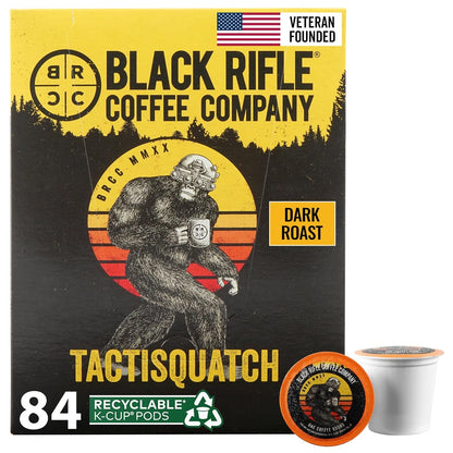 Black Rifle Coffee Dark Roast K Cup Coffee Tactisquatch 84 Count | Veteran Founded, 100% Arabica, Black Currant, Molasses & Orange, Fits All Keurig Models, Coffee Pods, Dark Roast Coffee1