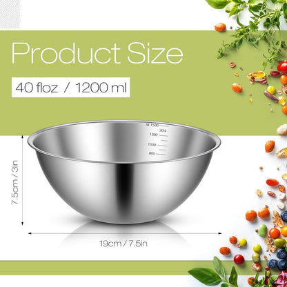 12 Pcs 304 Stainless Steel Mixing Bowls with Graduations, 40 Oz2