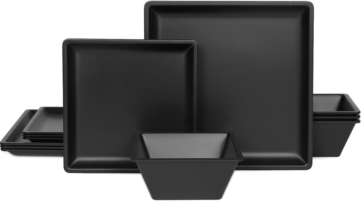 12-piece-melamine-plates-and-bowls-sets-black-square-dinnerware-set-for-4