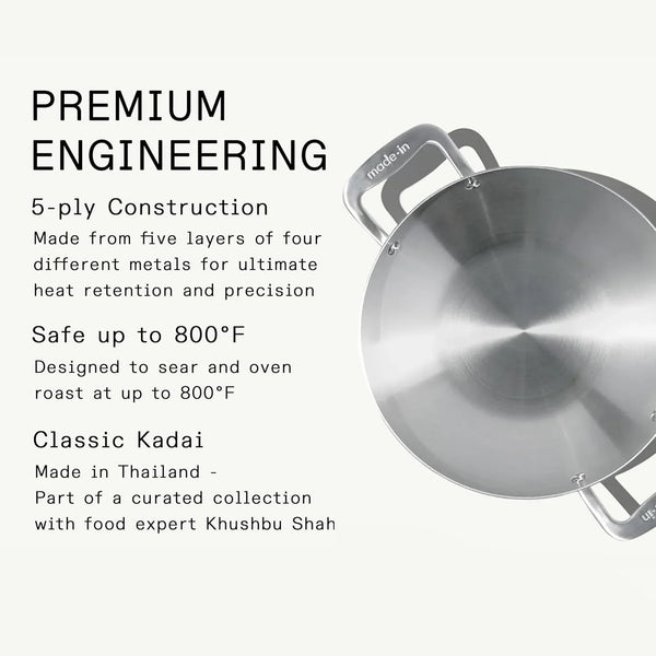 Made in Cookware - 10" Stainless Steel Kadai Pan - 5 Ply Stainless Clad - Professional Cookware - Induction Compatible2