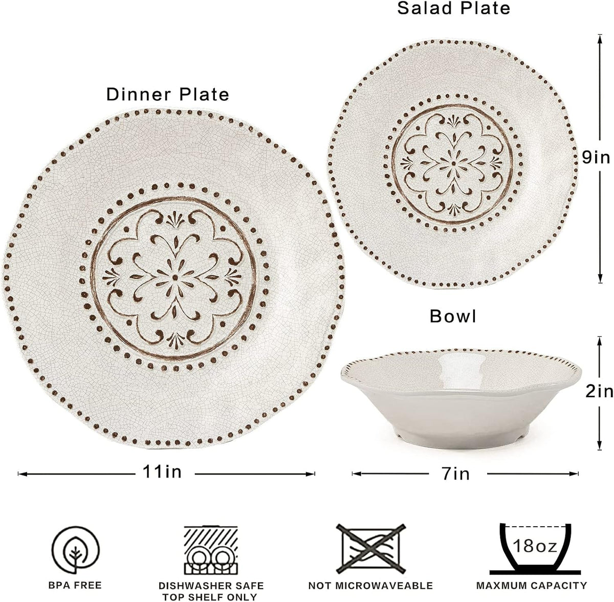 beaded-crackle-12-piece-melamine-camping-dinnerware-sets-bpa-free