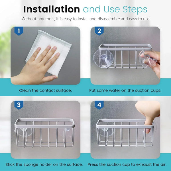 Sponge Holder for Kitchen Sink, Kitchen Sink Caddy -Mat Silver5