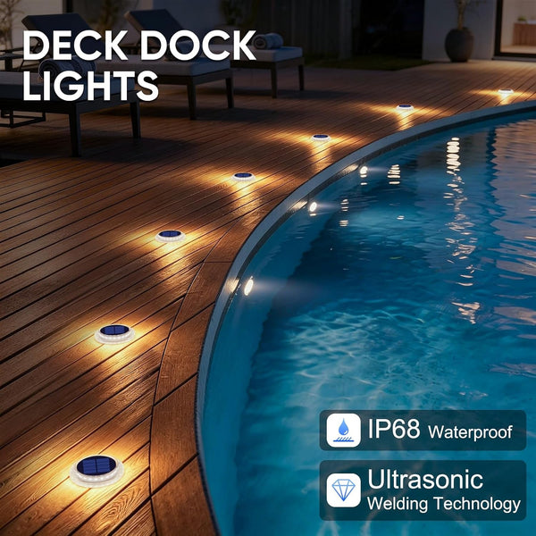 Stick on Flat Solar Dock Deck Step Stair Lights Outdoor Waterproof2
