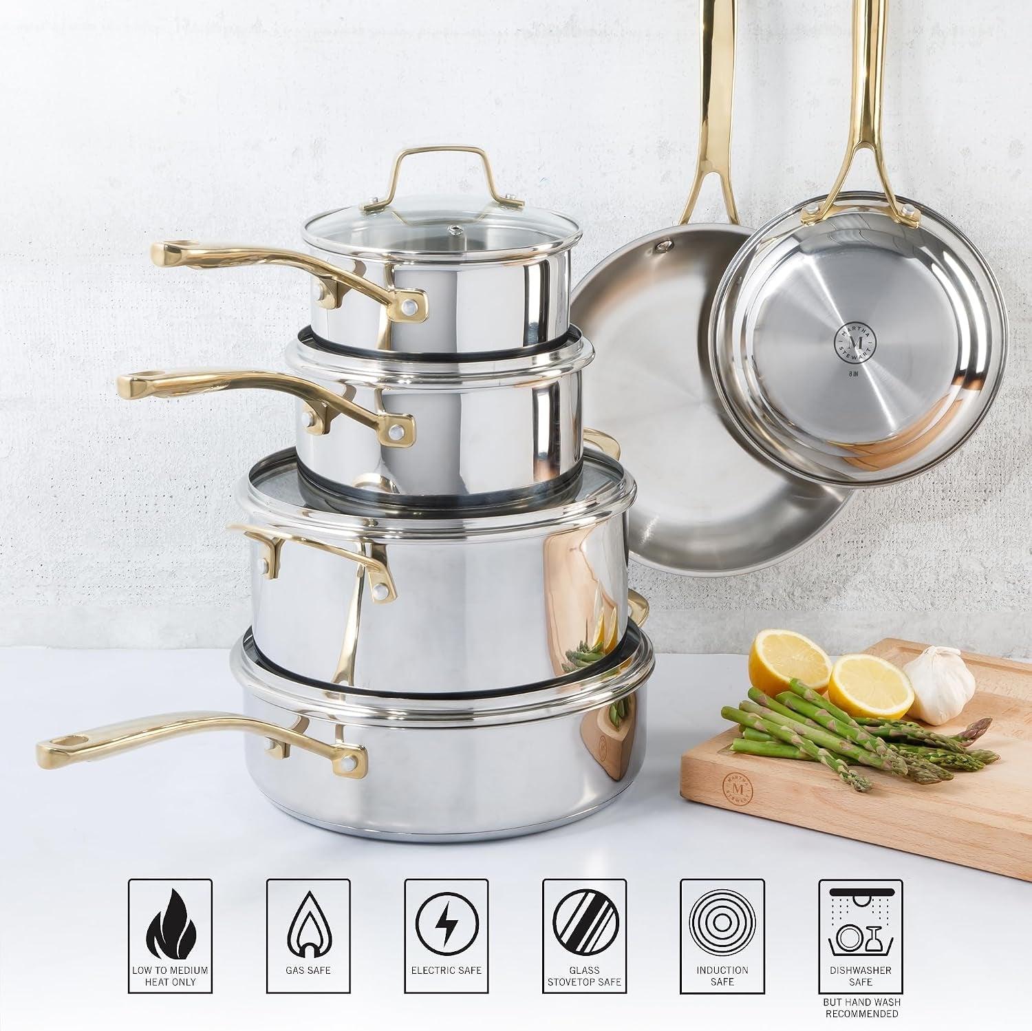 castelle-10-piece-18-8-durable-stainless-steel-induction-safe-pots-and-pans-non-toxic-kitchen-cookware-set-gold-handles-dishwasher-safe