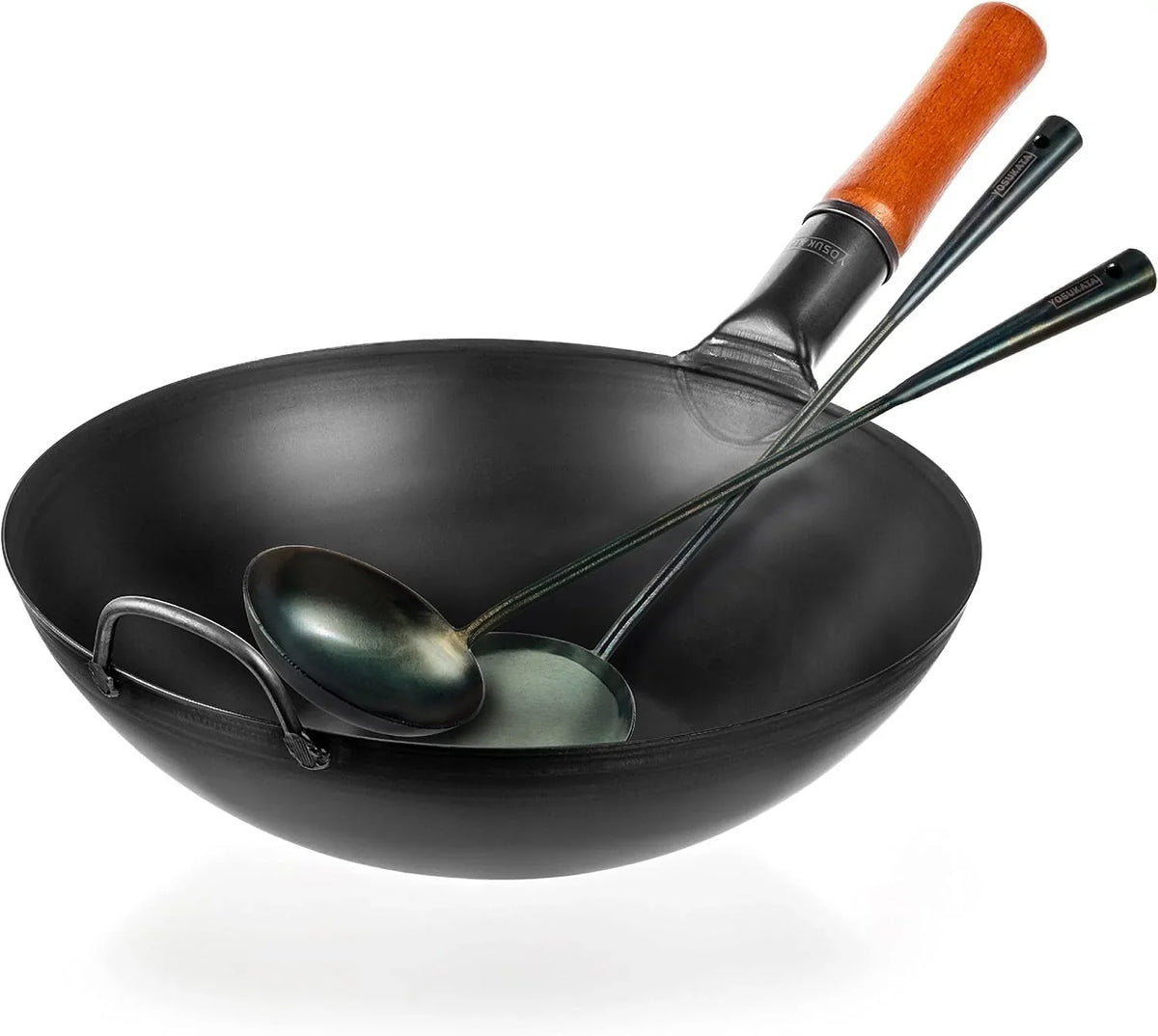 carbon-steel-flat-bottom-wok-pan-13-5-with-pre-seasoned-utensils-set-blue-carbon-steel-17-inch-wok-spatula-ladle-3-pairs-of-chopsticks