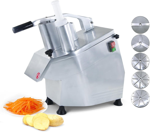 CMI Commercial Multifunctional Automatic Vegetable Cutter and Food Processor,Potato Onion Slicer,Electric Fruit and Cheese Grating Machine,Slicer Vegetable Cutter with 5-Blades 550W/110V1