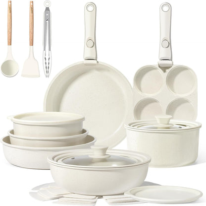 Pots and Pans Set Detachable Handle Cookware Sets Kitchen Cooking Set | Non Stick,Healthy,Non Toxic,Pfas PFOA & PTFE Free, Dishwasher ＆Oven Safe, All Stoves Are Compatible,21Pcs,Cream1
