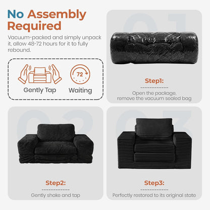 45" Boneless Sleeper Chair Bed, Fold Out Floor Sofa, Corduroy8