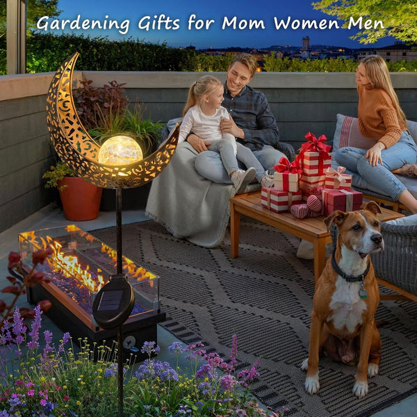 Moon Solar Lights Outdoor Garden Decor Gifts for Mom Women,Waterproof Stakes Yard Decorations for Lawn, Patio Accessories, Backyard Ornaments Birthday Gifts Mother Grandma (Bronze)2