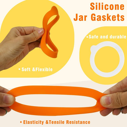 3.75 Inches Diameter Rubber Seals for Glass Jars, 6 Pcs Food Grade Airtight Replacemen Silicone Jar Gaskets, Leakproof Gasket Sealing Rings for Canning Mason Jars, Fits Most Sizes (White and Orange)3