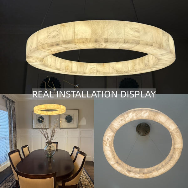 Alabaster Chandelier Spanish Natural Marble round D30In Chandeliers, Modern Living Room Chandelier, Stone Pendant Light Fixture, Dimmable Chandeliers for Dining, Entryway, Foyer, Hallway2