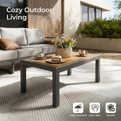 Aluminum Outdoor Patio Furniture Set with Table,5 Seat, Grey6
