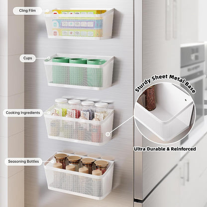 2Pcs Magnetic Spice Rack for Refrigerator, White Magnetic Shelves4