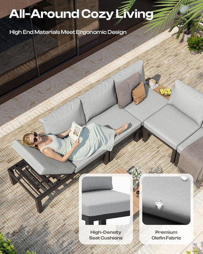 Aluminum Modular Outdoor Patio Furniture Set, Lounge Sectional with Table4
