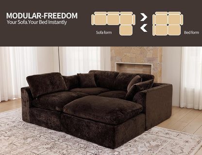 115" Modular Sectional Sofa, Modern Cloud Sectional Couch with Deep Seat, L-Shape Boneless Couch for Living Room,No Assembly Required, Brown6