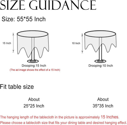 Designer French Linen round Tablecloth,Diameter 55"-Helena E6