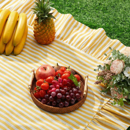 Yellow Striped Ruffled Rectangular Tablecloth 52 X 70 Inches6