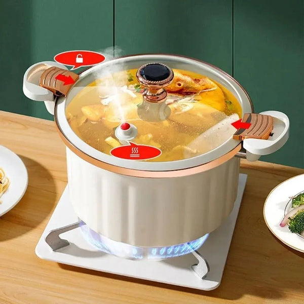 2023 Non-Stick Micro Pressure Cooker with Wooden Spoon, 8L Large Capacity Multifunctional Plumpy Non-Stick Micro Pressure Pot, Steam Boil Fry Integrated Enamel Soup Pot for Kitchen (Blue)7