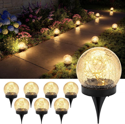 8 Pack 3.94" Warm White Solar Powered Crackle Glass Orb LED Lights1