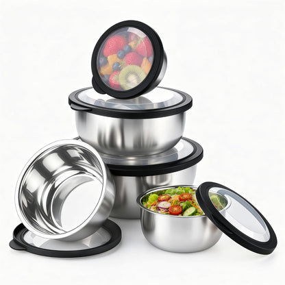 Mixing Bowls with Lids Set of 5, Stainless Steel Nesting Salad Bowls1