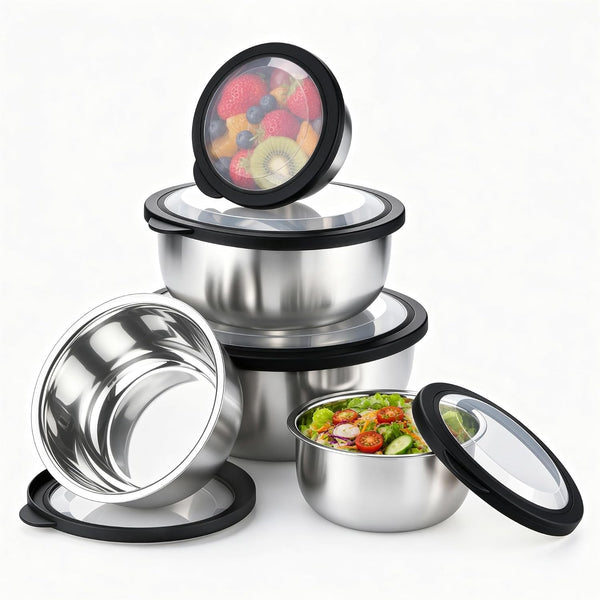 Mixing Bowls with Lids Set of 5, Stainless Steel Nesting Salad Bowls1