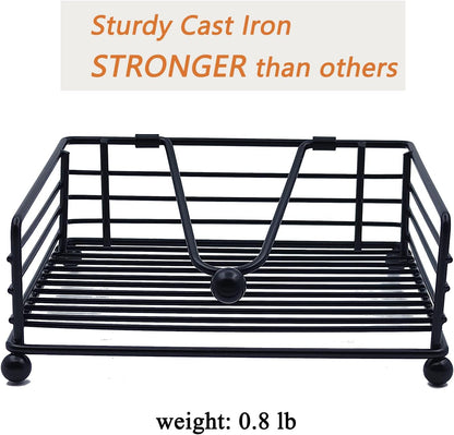 Napkin Holder for Table, Flat Napkin Dispenser with Weighted Arm, Square Cocktail Paper Holder of Elegant Rustic Iron for Kitchen Dining Room Decor Restaurant Farmhouse Hotel Party, Black8