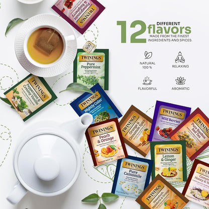 48 Tea Bags Herbal Variety Pack – 12 Herbal Flavors, Caffeine-Free, Individually Wrapped, Perfect Tea for Any Occasion2