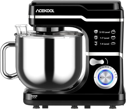 Powerful 10-Speed Stand Mixer – 7.5QT 660W Tilt-Head Electric Kitchen Mixer – Stainless Steel Bowl, Dough Hook, Whisk, Beater, Splash Guard – Ideal for Bread & Cake Baking – Household1