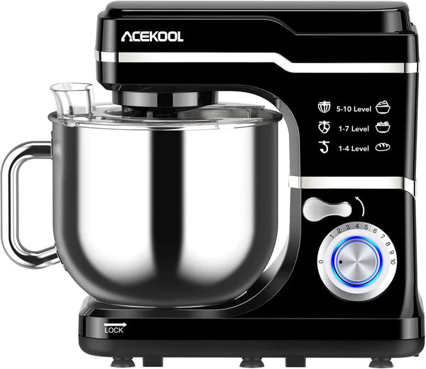 Powerful 10-Speed Stand Mixer – 7.5QT 660W Tilt-Head Electric Kitchen Mixer – Stainless Steel Bowl, Dough Hook, Whisk, Beater, Splash Guard – Ideal for Bread & Cake Baking – Household1