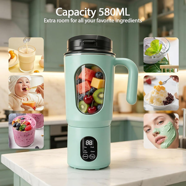 Personal Blender Smoothies, 580ML USB-C Rechargeable | Portable Blender Cup, 12-Blade Smoothie Maker with Travel Lid, Handle & LED Display for Gym, Office, Travel and Outdoor6