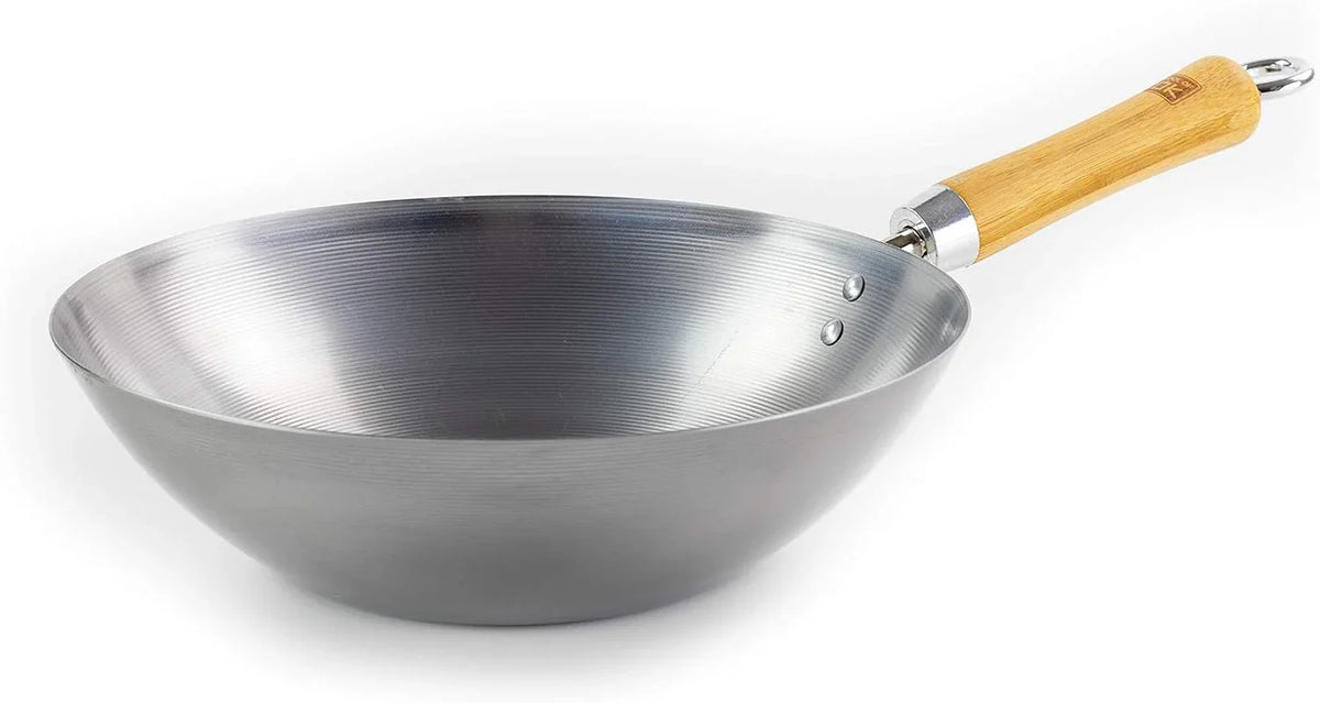 10-5-wok-flat-bottom-carbon-steel-bamboo-handle-with-loop-hook-10-5in-27cm