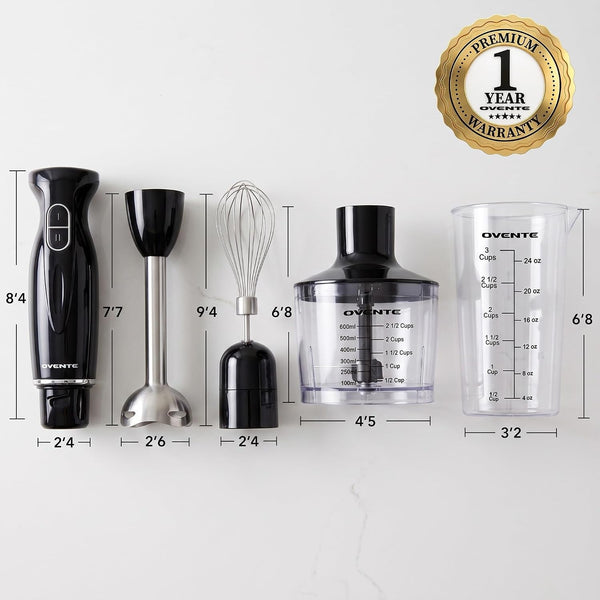 Electric Hand Blender Set with 2 Mixing Speeds, 300W Black HS565B | Corded Immersion Handheld Stick Mixer with Stainless Steel Blades, Egg Whisk, Beaker & Bpa-Free Food Chopper9