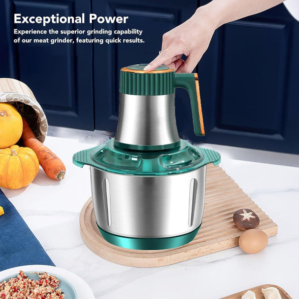 500W Electric Food Processor, 5L Stainless Steel Bowl, Large Capacity Multifunctional Chopper & Blender, Green for Home Kitchen Blue3