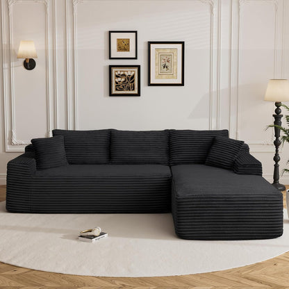 96" Boneless Cloud Sectional Couches for Living Room, Comfy Fluffy L Shaped Memory Foam Deep Seat Boneless Couch, Modular Sectional Sofa with Right Facing Chaise, Black1