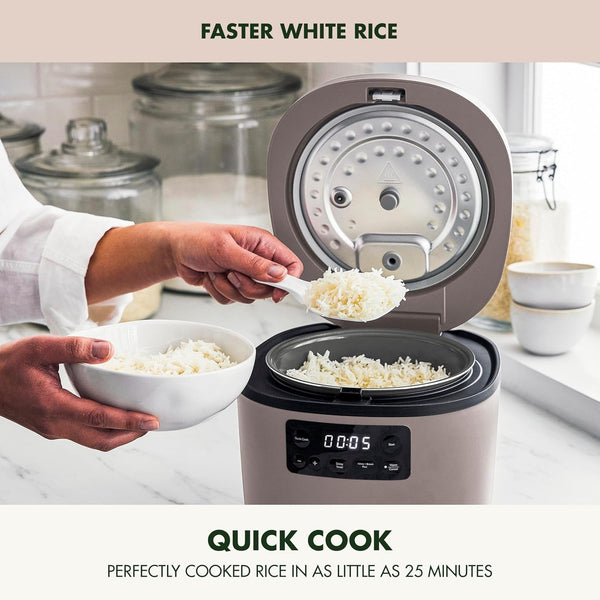 Advanced Rice Cooker, 4-Cups Uncooked/8-Cups Cooked, Removable Nonstick Ceramic Pfas-Free Pot, White & Brown Rice, Family Sized, Quick Cook in 25Mins, 6 Presets, Fuzzy Logic Tech, Clay5