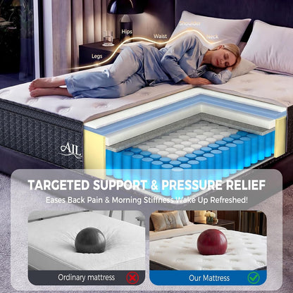 Queen Mattress, 12 Inch Queen Hybrid Mattress in a Box, Medium Firm with Upgraded Pocket Springs for Superior Motion Isolation, Strong Edge Support & Breathable Comfort3