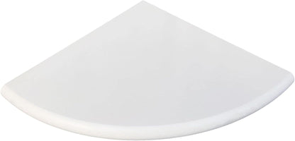 White Marble Corner Shower Shelf for Bathroom, 9'' X 9'' X 0.8'' Faux Marble Corner Shelves for Bathroom Wall Mounted Both Side Polished (1, White)1