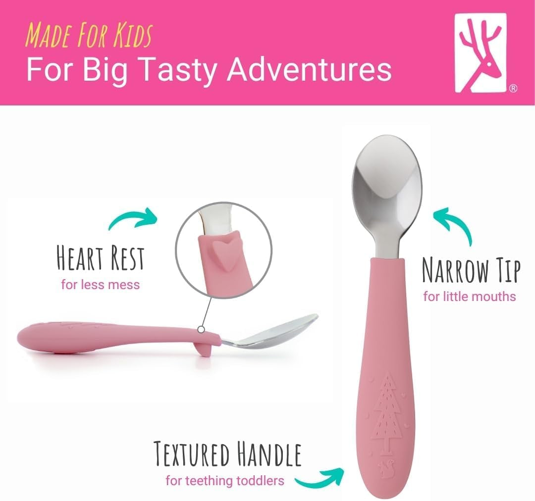 baby-toddler-silverware-with-silicone-handles-6pcs-kids-utensils-stainless-steel-cutlery-spoons-forks-childrens-flatware-dishwasher-safe
