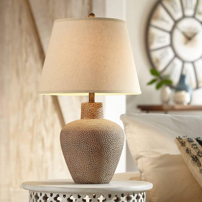 Bentley 29" Tall Table Lamps Set of 2 Brown Leaf Hammered Pot Rustic6