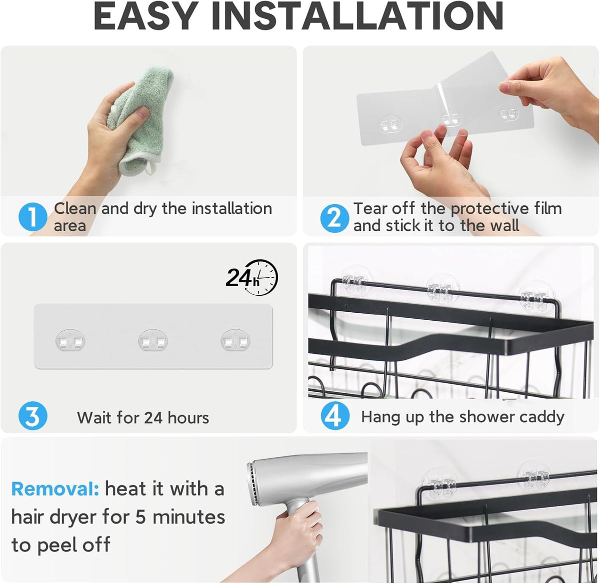 14-pack-shower-caddy-adhesive-replacement-strong-adhesive-hooks-waterproof-shower-adhesive-strips-no-drilling-for-bathroom-storage-shelves-and-kitchen-racks