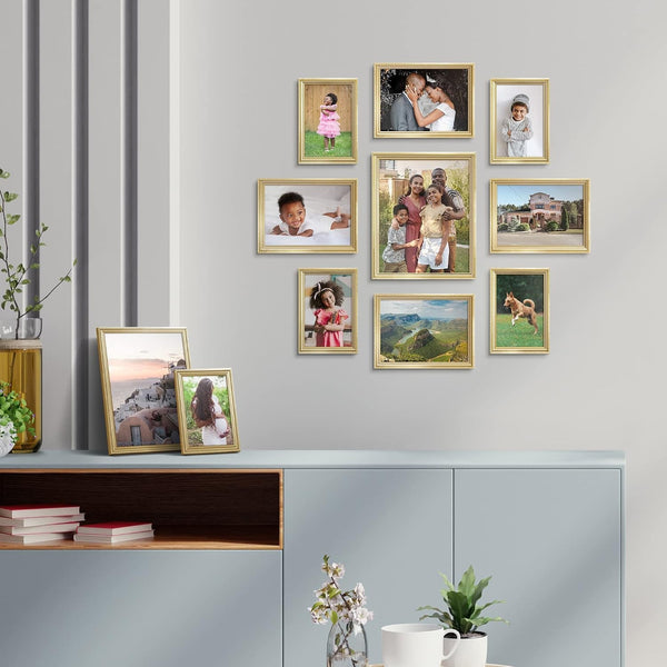 5X7 Picture Frames, Gold, 6 Pack, Contemporary, Inspirations5
