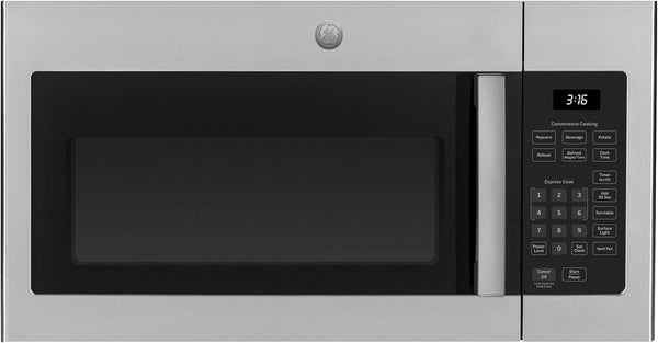 GE 30" Over-The-Range Microwave, 1.6 Cu. Ft., 1000 Watts, 300 CFM Hood Vent, LED Lighting, Auto Defrost, Easy Mount Install, Stainless Steel, JVM3160RFSS1