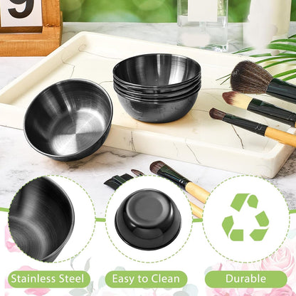 12 Pcs 3.23 in Face Mask Mixing Bowl, Stainless Steel, Black3