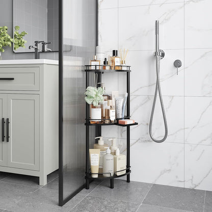 Corner Shower Caddy Standing, 3 Tier Metal Shower Organizer, Black9