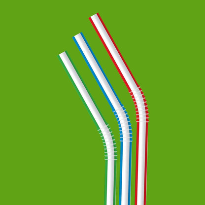 Disposable Striped Plastic Flex Straws, BPA Free, Food-Safe, 7.5" Long, Assorted Colors, 100 Count2